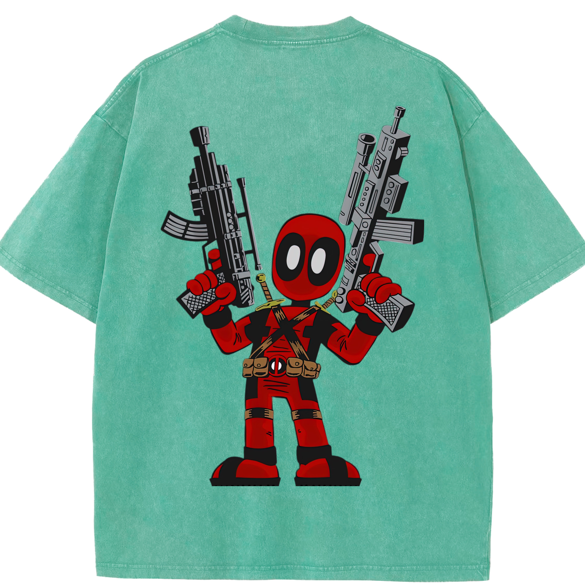 （画像用） Deadpool デッドプール 綿100% ヴィンテージ風 半袖Tシャツ（背面プリント）